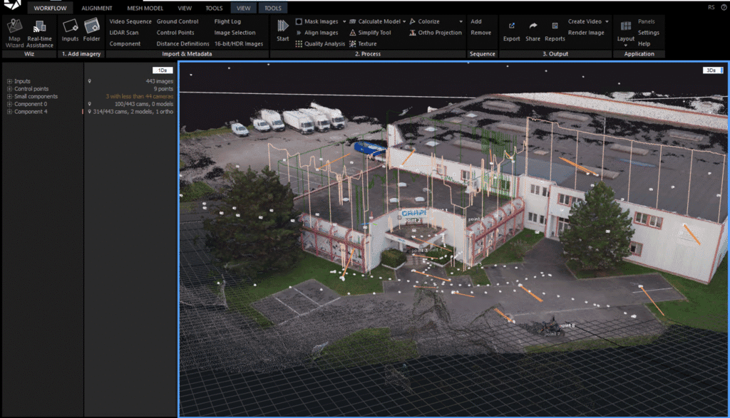 Relevé photogrammétrique d’enseignes par drone à Souffelweyersheim – Mission technique pour Grumbach Immobilier